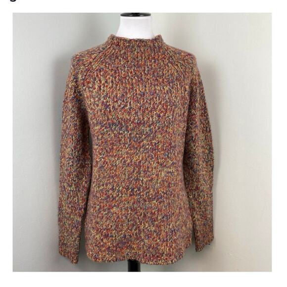 Vintage David Brooks Rainbow Marled Chunky Knit Mock Neck Sweater XL - Picture 1 of 6